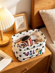 This Minimalist Fabric Desktop Storage Box Features Side Handles And Serves As An Organizer For Cosmetics And Hair Accessories, Or As A Container For Everyday Small Items; It Makes An Ideal Gift For Halloween Or Christmas. - Multicolor - View 8
