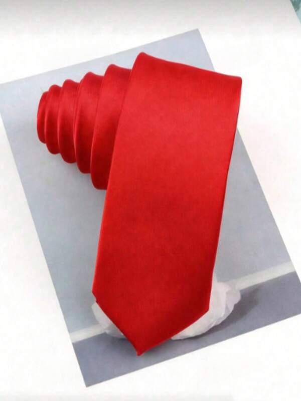 1 Buah Dasi Pria Warna Polos Tekstur Halus Mengkilap 5CM Ultra-Slim Polyester, Cocok Untuk Pernikahan, Perayaan, Natal, Thanksgiving, Pesta, Pertemuan, dan Pemakaian Sehari-hari