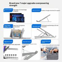 Lenovo Foldable Laptop Stand,7‑Level Adjustable Aluminum Alloy Notebook Riser,Hollow Cooling Design With Silicone Anti‑Slip Pad, Portable Desktop Support For 11‑17.3 Inch Laptops & Tablets For Office Study Travel - View 3
