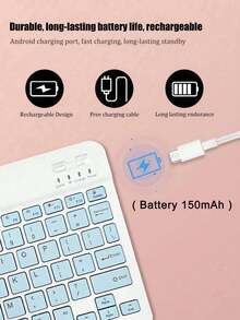 Ultra-Thin Portable Wireless Keyboard, Quiet For Office, Suitable For Smartphone, Laptop, 10-Inch Square Keys, Wireless Bluetooth Mini Silent Keyboard Compatible With 3 Systems (150mAh Battery) - Multicolor - View 5