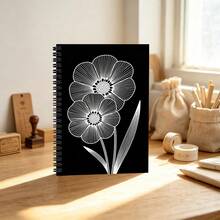 Cream White Spiral Bound Notebook With Elegant Gold Edge, Cover Decorated With Soft Pink White Rose Bouquet And Ribbon Bow, 100 Writing Pages, A5 Luxury Botanical Style Diary/Journal - Z - View 9