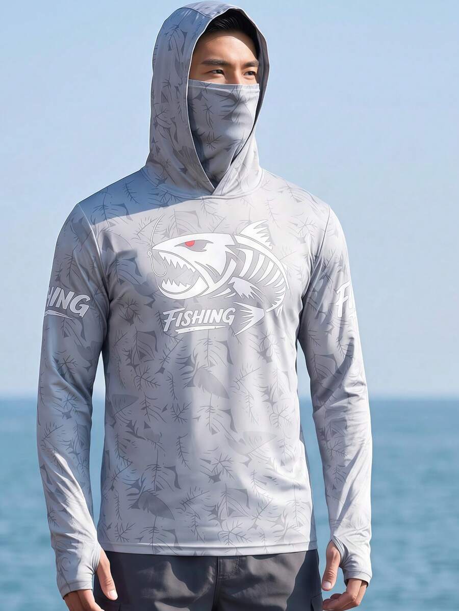2026 New Men's Outdoor Sun Protection Hooded Fishing Jacket, Built-In Face Protection, Thumb Hole Cuff Design, Autumn Sports Style