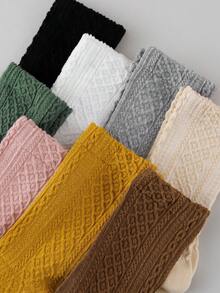 Random 4 Pairs Women's Mid-Crew Socks - Solid Cable Knit Plain Cuff Slouchy - Versatile For Casual Everyday Wear - Multicolor - View 6