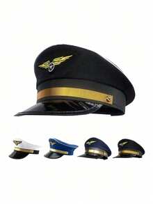 1pc Aviation Pilot Hat Uniform Cap Flight Attendant Cosplay Costume Hat Pilot Cap Stewardess Police Hat Men's Gift - Multicolor - View 7