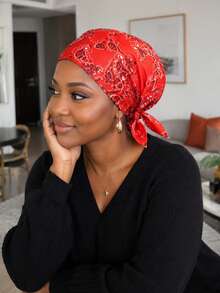 Paisley Printed Pre-Tied Bandana Turban, Soft Silky Head Wrap For Skincare & Home Daily Wear, Holiday Birthday Gift For Women - Multicolor - View 7