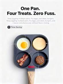 1pc Multi-Function Breakfast Pan, 4-Cup Egg Pan, Non-Stick Flat Bottom, Suitable For Induction Cooktop And Open Flame, Perfect For Frying Eggs, Bacon And Burgers - View 4