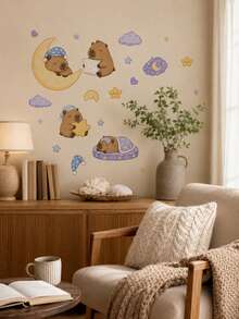 SUPSTICKER 1PC 4 Styles Capybara Wall Stickers, Cute Cartoon Peel & Stick Removable Wall Decals For Bedroom, Living Room, Furniture & Home Decor - 1PC - View 8