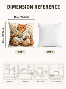 4pcs Cute Kitten Throw Pillow Covers 18x18 Set Of 4, Colorful Floral Butterfly Cat Cushion Covers For Couch Sofa Living Room Decor (Without Insert) - Multicolor - View 8