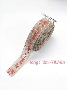 1pc Christmas Wired Ribbon, 5cm/6.3cm X 2m Festive Decorative Ribbon, Printed Burlap Style Ribbon For Gift Wrapping, Christmas Tree Bows, Wreath Making, Holiday Party Decor, DIY Crafts - Faux Linen - View 12