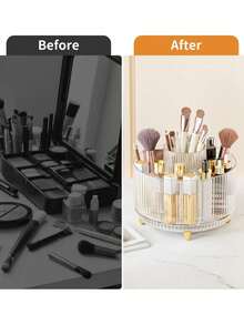 Desktop Makeup Brush Organizer, Cosmetic Storage Box, Can Store Eyeshadow, Lipstick And Brushes, Suitable For Room, Home, Bedroom, Bathroom, House, Desk, Accessories, Fun Gift - Clear - View 6