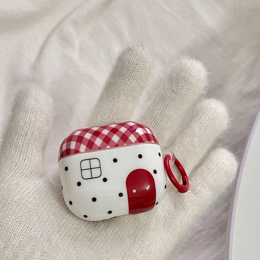 Casing Earphone Minimalis Motif Polkadot Merah, Kompatibel dengan 2/3/4/Pro/Pro2/Pro3, Casing Earphone Tahan Guncangan, Dilengkapi Ring, Hadiah Unisex, Aksesori Komuter, Kreatif dan Modis, Menggabungkan Estetika dan Kepraktisan - Putih - View 1