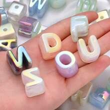 20pcs Acrylic Large Letter Beads, Small Hole Diameter, UV Upgraded Process, Shiny Spacer Beads, Suitable For Jewelry Making, Bracelet Necklace DIY, Beaded Pens, Keychains, Phone Chains And Other Craft Projects. - Multicolor - View 4