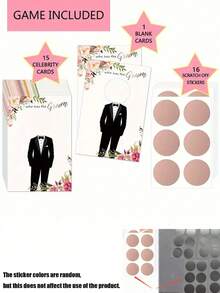 48pcs/16pcs Wedding Bride And Groom Party Scratch Card Game, "Who Found The Groom/Bride" Adult Party Game, Fun Bachelor Party Supplies, Paper Scratch Cards, For Guests 18+, Includes 46 Celebrity Cards And 2 Blank Cards With Scratch Stickers - Multicolor - View 14