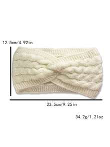 DUOJIAOYAN 1pc Autumn/Winter New Style Cable Knit Outer Layer With Thick Fleece Lining Wide Elastic Hair Band, Suitable For Sports, Cold Protection And Warmth, Hair Band Accessory, Sports Headband - Multicolor - View 6