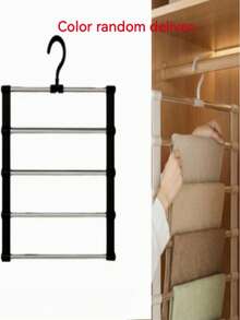 2/1 Multi-Function Portable Trapezoid Pants Hanger, Suitable For Dress Pants, Jeans, Skirts, With Stainless Steel Clips, Anti-Wrinkle Storage, Ideal For Spring/Summer Wardrobe Organization, Minimalist Style (Random Color) - View 17