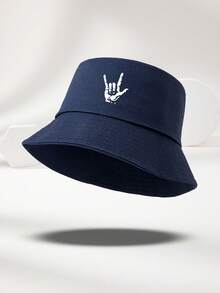 1pc Unisex Rock Gesture Black Outdoor Casual Fashion Adjustable Bucket Hat - Multicolor - View 2