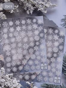 1 Set Silver White Snowflake Pattern Decorative Stickers, Winter Minimalist Aesthetic, Self-Adhesive Easy Application, For Cup, Digital Device Shell Decoration, Winter Decorative Stickers - Decorative Stickers - View 9