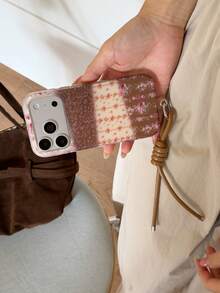 Maillard Patchwork Floral Phone Case Compatible With Iphone 17 Pro Max, 16 Pro, 15, 14, 13, Women's Full Coverage Anti-Drop Protective Cover With Lanyard - Brown - View 2