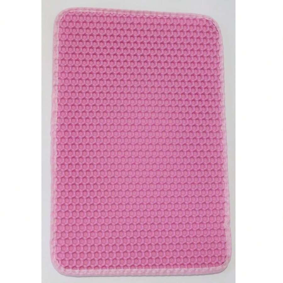 Double Layer Cat Litter Mat, Exquisite Honeycomb Design Cat Litter Collection Mat, Washable Anti-Scatter Waterproof Pet Mat, Suitable For Cat Litter Box, Multiple Colors - Pink - View 1