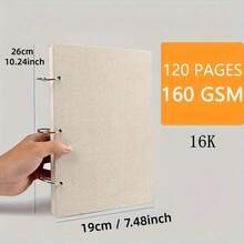 1pc 32K Linen Style Sketchbook, Detachable Drawing Notebook, Spiral Bound Sketch Pad For Artist, School Supplies,Back To School - Single Piece - View 11