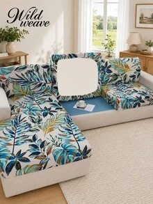 1pc Minimalist Tropical Rainforest Printed Milk Silk Elastic Sofa Cover, Suitable For Four Seasons - Multicolor - View 5