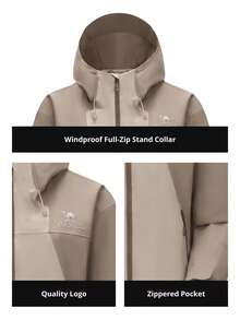 CAMEL CROWN Women's Spring Windproof Jacket, Outdoor Waterproof Breathable Hooded Casual Lightweight Jacket, Suitable For Hiking, Camping, Sports - Light Khaki/ Yellow - View 4