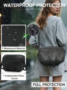 NEWHEY Camera Bag, Suitable For DSLR / Mirrorless / Compact Cameras, Small Crossbody Camera Bag, Waterproof Camera Storage Bag, With Tripod Strap & Rain Cover, Compact One Shoulder Photography Bag, Suitable For Photographer Daily Commute Shoulder Bag - Black - View 6