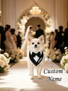Customized Personalized Pet Bow Tie And Scarf, Customized Dog/Cat Bow Tie, One-Piece Bow Tie Scarf, Soft And Skin-Friendly, No Neck Choking, Outdoor Photo Decoration, Suitable For Small/Medium Cats And Dogs, Adds Holiday And Wedding Ceremony Atmosphere - Multicolor - View 3