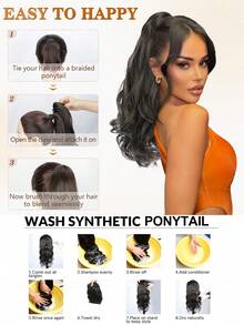 nimoki 16 Inch Wavy Ponytail Hair Extension Elegant Gripper Heat-Resistant Fiber Synthetic Suitable For Women's Parties And Daily Use - Multicolor - View 6