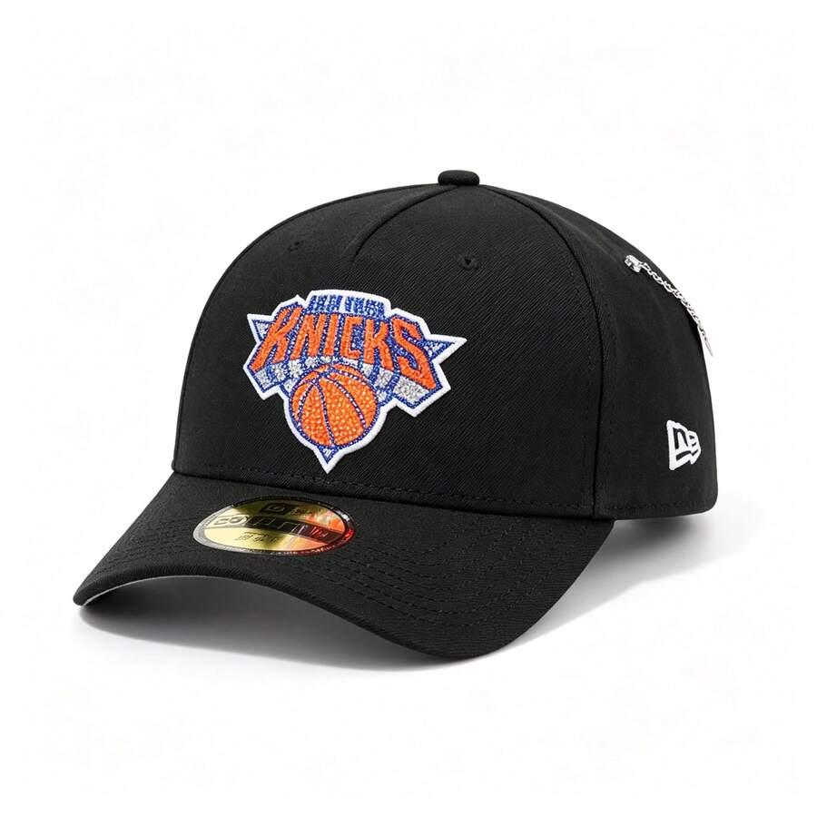 New Era 59FIFTY NY Knicks Black Chain Fitted Flat Bill Casual Baseball Cap 68920 - Black - View 1