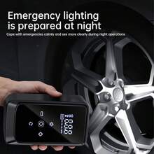 Portable Car Tire Inflator Pump, Rechargeable Electric Air Compressor With Digital Pressure Gauge And LED Light, Fast Inflation For Car, Motorcycle, Bicycle And Sports Balls, 11.1V/DC12V 1300mAh - Black - View 6