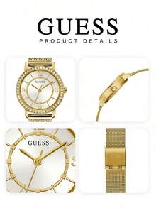 GUESS Women's Fashion Watch, Elegant & Exquisite Design With Classic Dial, Quartz Movement Metal Chain Strap, Minimalist Style Women's Accessory, Suitable For Daily Wear, Dating, Commuting, Gift Choice - Gold - View 5