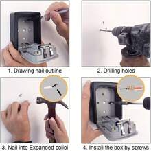 1-Piece Key Lock , Wall-Mounted Key Box, Outdoor Key Storage Cabinet, Combination Lock Box With Aluminum Alloy Cylinder, High-Strength Anti-Shock/Explosion/Lock-Proof Housing, Reprogrammable Code - A - View 5