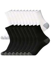10/6/5/3/2 Pairs Men's All-Season Comfortable Sports Home Back To School Mid-Calf Socks, Unisex - Black - View 2