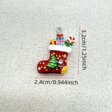 6件裝樹脂聖誕禮物襪吊墜，適合DIY珠寶製作，完美用於派對配件、耳環、項鍊、包包掛飾 - 紅色聖誕禮物襪子吊墜 - 查看 3