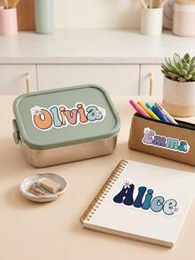 10pcs Custom Name Sticker,Retro Custom Name Decal For Water Bottles, Journals, Tablet, Mugs, Pencil Pouch, Customized Sticker Back To School Stationery Accessory - Multicolor - View 3