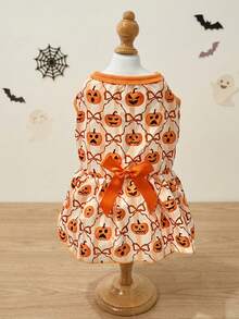 LUCKIE PAW 1 buah Gaun Hewan Peliharaan Motif Ekspresi Lucu Halloween, Anti Kutu, Mengurangi Kerontokan Bulu, Isolasi Panas, Bernapas, Cocok Untuk Anjing dan Kucing Kecil dan Besar, Dalam dan Luar Ruangan - Jeruk - View 7