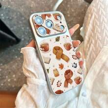 1pc TPU Material Autumn Scarf Coffee Book Pattern Phone Case Suitable For IPhone 17 Pro Max/17/16 Pro Max/15/14/13/12/11 Full Coverage Anti-Drop Soft Shell Phone Protective Cover - Silver - View 4