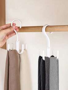 5/3/1pcs No-Drill Wardrobe Hooks, Can Store Belts, Scarves; Rotating Four-Prong Hook, Multi-Function Home Coat Rack, Multi-Function Rotating Clothes Hook; Can Place Clothes, Bags, Belts, Scarves, Ties Storage Rack; Also Can Be Used As Nail Rack, Key Rack, Floating Shelf, Storage Rack, Christmas Decoration; Hook, Door Hanger, Bedroom Suitable, Hanging Rack, Wall Mount, Wall Hook, Key Rack, Wall Mounted Key Rack, Key Hook - White - View 10