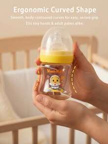 1pc Cartoon Pattern Wide Neck Baby Bottle, PPSU Material, Temperature Resistant -20°C To 180°C, High Temperature Sterilizable, 140ml Capacity, Liquid Silicone Nipple, Lightweight, Shock-Resistant, Durable - Multicolor - View 7