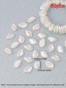 50pcs White Faux Pearl Beads Irregular Loose Spacer Beads Pendant For Jewelry Making DIY Bracelets Necklaces Accessories - Pearl - View 15