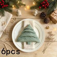 1/2/6pcs White Textured Fabric Napkins, Solid Color Foldable Shaped Cloth Napkins, French Country Christmas Party Home Dining Table Napkins - Multicolor - View 18