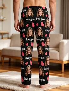 1pc Customized Printed Pajama Pants, Ideal Gift For Boyfriend Or Girlfriend, Suitable For Anniversary, Birthday And Various Holidays - Multicolor - View 3
