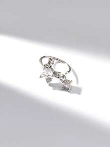 1pc Silver Exquisite Heart Pendant Nose Ring, Real Nose Ring For Women Daily Wear - Silver - View 6