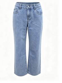 European And American Minimalist Low-Waist Non-Stretch Straight Leg Jeans, Casual Women's Versatile Fashion. Fall - Medium Wash - View 8