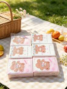 Bear-Shaped Mini Napkins, Soft And Fluffy Portable Handkerchief Tissues, Suitable For Travel, School And Kitchen Use - Portable Size - View 6