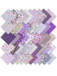5 Inch Pre Cut Purple Floral Fabric Squares, 1/10/30/50 Pack Charm Fabric Bundle, Patchwork Quilting Fabric For Sewing Crafts, DIY Handmade Bags, Pillow, Quilt Home Decor - Multicolor - View 1