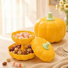 3pcs Halloween Pumpkin, Suitable For Halloween Home Decor, Pumpkin Shaped Dried Fruit Tray, Living Room Home Use Sunflower Seed & Nut Storage Box, Creative Candy & Snack Box Halloween Gift - View 1