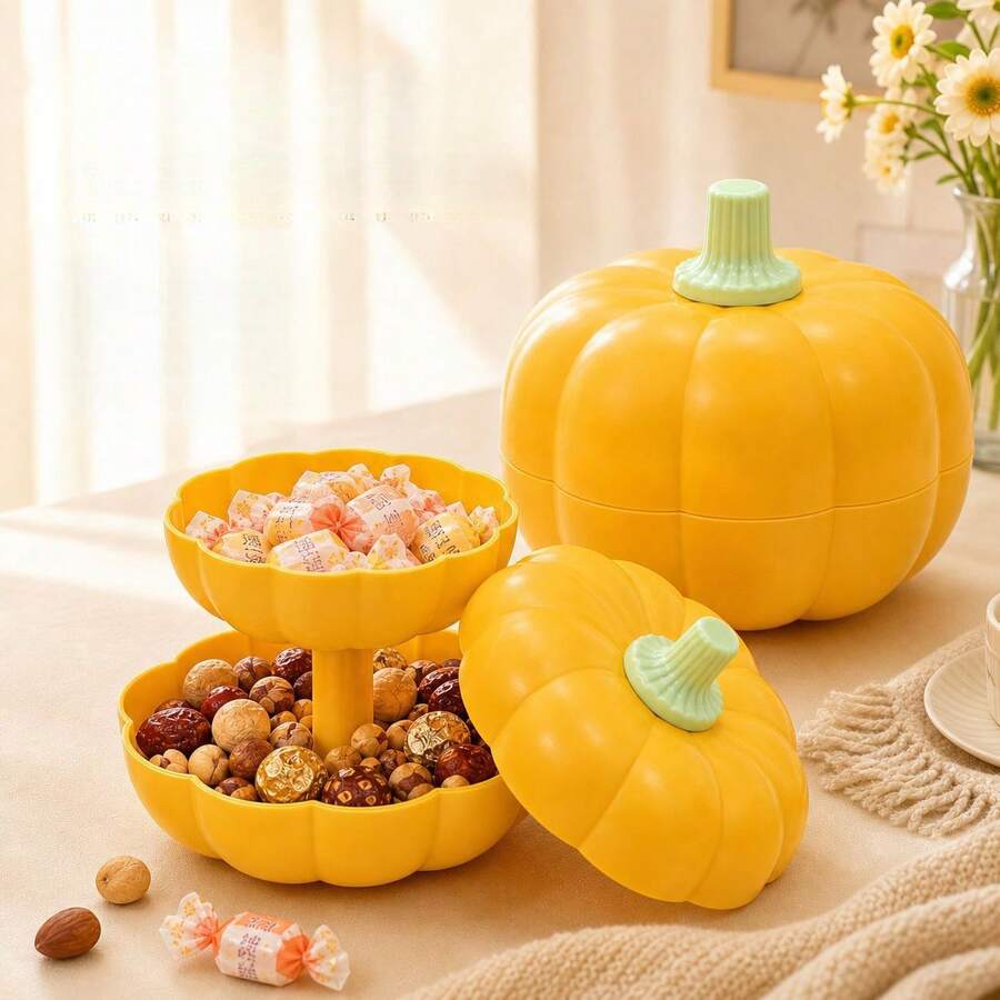 3pcs Halloween Pumpkin, Suitable For Halloween Home Decor, Pumpkin Shaped Dried Fruit Tray, Living Room Home Use Sunflower Seed & Nut Storage Box, Creative Candy & Snack Box Halloween Gift - View 1