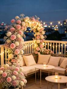 84pcs Realistic Low-Saturation Pink & White Artificial Flowers | Premium Home Decor - Suitable For Indoor Home Decoration, Perfect For Weddings, Handmade Crafts, Spring/Summer Themes, Parties, Gardens And Vase Arrangements, Also Can Be Used As Dining Table Centerpiece Decoration - Multicolor - View 1